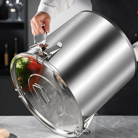 Heavy Duty 304 Stainless Steel Food Dispenser Airtight Kitchen Canister for Bulk Rice Flour and Coffee Beans, large capacity with lid.