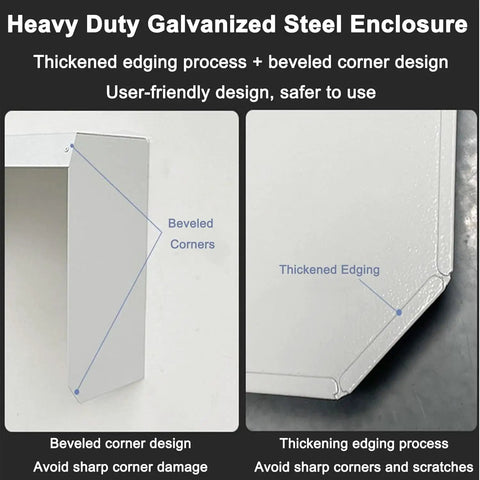 Kickass Heavy Duty EV Charger Cover With Slick Flip Up Door, All Weather Wall Mount Shield, Rain Snow Wind Protector For Plug In Rigs, Secure Locking Enclosure with beveled corners.