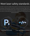 Infographic on laser safety standards for Lidar Range Sensor With 360 Degree Scanning For ROS 1 2 Raspberry Pi Jetson Real Time Mapping And Navigation 12 Meter Range Pro Grade Robotic Sensor Tech with text and icons.