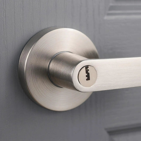 Aluminum Entry Door Lever Lock With Lowkey Quiet Operation And Enhanced Security Keyed Interior And Exterior Door Hardware