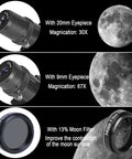 Eyepieces and moon filter of 80mm Aperture 600mm Refractor Telescope with AZ Mount for adults and kids beginners portable astronomy kit