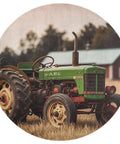 Round Tractor Photo Farm Coral Velvet Area Rug 80x80 cm Non Slip Furry Indoor Carpet with vintage tractor design