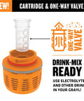 GeoPress 24 Oz Water Purifier Bottle cartridge and one-way valve for hiking camping survival and travel with virus removal filter
