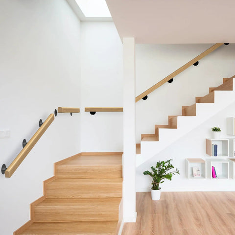 10 Foot Solid Wooden Stair Handrail Built Like A Tank For Indoor Outdoor Wall Mount Safety Grab Rail Featuring A Super Grippy Finish Zero Hassle Install On Any Deck Or Porch in modern home.