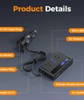 200W Car Power Inverter Featuring Rapid USB C Fast Charging And Dual AC Outlets with DC 12V input and voltage display.