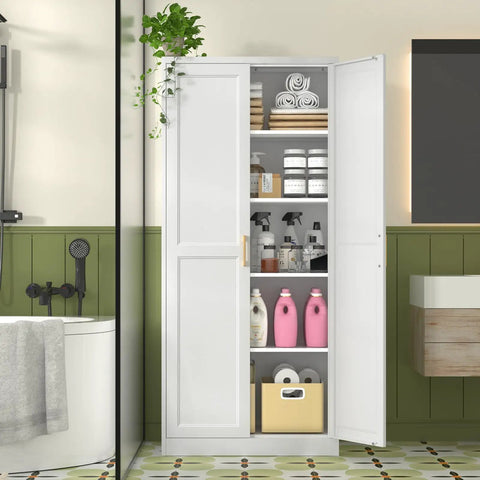 Built Like A Tank 71 Inch White Metal Kitchen Pantry Storage Cabinet With Heavy Duty Cold Rolled Steel Construction Double Doors Adjustable Shelves And Long Lasting Rust Resistant Finish