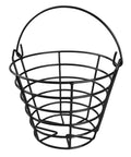 Black metal golf ball range basket with handle holds 50 balls for driving range practice easy transport and quick ball collection