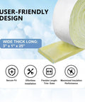 Foil Backed Fiberglass Pipe Wrap For Outdoor Use, Durable Insulation Shield Against Freezing Weather, 3 Inch Wide By 1 Inch Thick By 25 Feet Long One Pack, Easy Trim Fit For Duct Pipes shown in rolled design with features highlighted.
