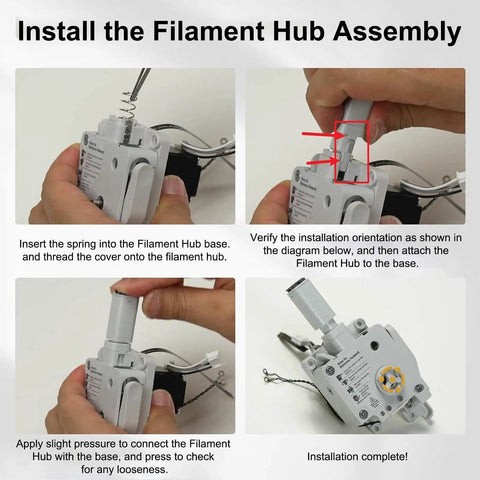Installation guide for Five Way Filament Hub For Bambu Lab A1 And A1 Mini AMS Lite System with step-by-step assembly instructions