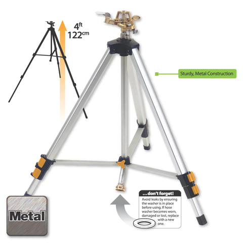 Metal Pulsating Sprinkler With Quick Connect Set And XT Tripod 48 Inch High Reach Water From Above All Metal Durable Pulsating Head