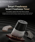Smart Vacuum Sealed Coffee Canister With Digital Display And Humidity Monitor, 650Ml Airtight Food Storage Jar showing freshness timer and roast levels.