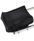Close-up of stainless steel frame and mesh pouch of Garden Kneeling Seat With Ergonomic Padding And Adjustable Support For Knee And Back Pain Relief.