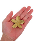 Brushed Brass Five-Leaf Flower Cabinet Knob And Dresser Pull For Wardrobe Drawers displayed on a hand