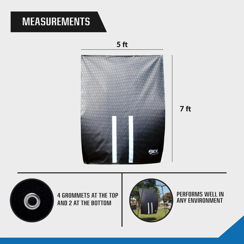 5 x 7 Ft Vinyl Backdrop For Batting Cages With Net Backstop And Pitching Hitting Shield product showing measurements