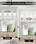4-Light Nickel Modern Bathroom Vanity Light Fixture With Milky White Glass Shades For Mirror, Hallway, Bedroom, and Living Areas installation options