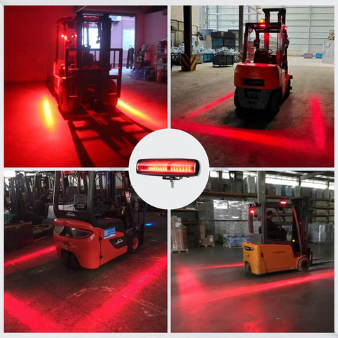Heavy Duty Kickass Hella Bright Led Forklift Safety Light Featuring A Straight Up Red Zone Warning Beam For Warehouse Workers And Pedestrians Comes With 2 Pieces
