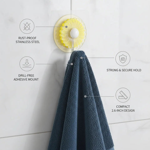 Rock Solid Adhesive Wall Hooks 1 Pack Killer Hold Zero Damage No Drill Installation For Bath Towels Robes Kitchen Utensils Ceramic Tile Glass Mirrors Painted Drywall Cabinets Hang Items With Ease - stainless steel hook with towel.
