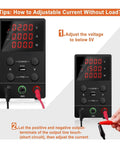 Adjustable DC Benchtop Power Supply 30V 5A 150W With Overvoltage Overcurrent Short Circuit And Overheat Protection Low Ripple Output Built Tough For Safer Lab Use, front view with output terminals