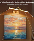 24 Inch Picture Light For Wall With 8000mAh Rechargeable Battery Wireless LED Light illuminating artwork with uniform light angle