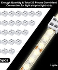 25 Pack Solderless LED Tape Light Connectors Tape To Tape Quick Screw Down Terminal Block 2 Pin For Strip Lights