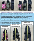 Self Supporting Knee Pads With Removable Shin Guards in three colors and sizes, featuring Velcro knee caps and tool pouches.