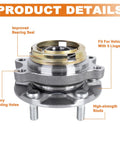 Front Wheel Hub Bearing Assembly Pair For 2007-2012 Nissan Altima 2.5L 4-Cylinder With ABS Sensor, 5 Lug, 4-Bolt Flange