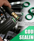 270 Piece AC O Ring Kit With 18 Sizes And Oil Resistant Rubber O Rings For Car AC Compressor Sealing in use on a connector