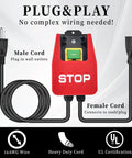 Emergency Stop Safety Switch With Large Red Stop Paddle For Hands Free Operation, UL Certified, 110V-120V, dual 16AWG cords shown