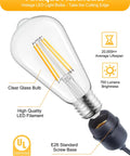 12 Pack Vintage LED Edison Bulbs 6W Like 60W Old School Filament Glow With CRI 80 Plus E26 Base Non Dimmable Clear Glass