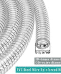Coiled clear wire reinforced suction hose 2 In ID X 2-5/16 In OD 10 Ft with dimensions and description text visible