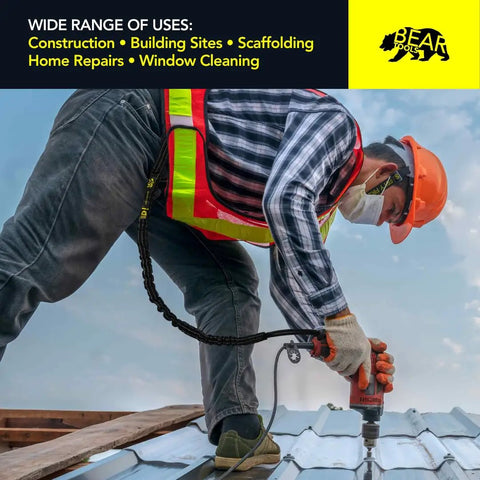 Worker using a Durable Tool Lanyard With Carabiner And Adjustable Loop End For Home Renovation And Construction, 8Kg Capacity