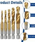 All In One Drill And Tap Bit Set For Metal And Aluminum, Do It All Combo With M3 M4 M5 M6 M8 M10 Sizes, Countersink, Hex Bits