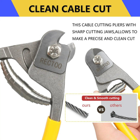 Heavy Duty 8 Inch Wire Cutter For Stainless Steel Wire Rope Up To One Quarter Inch Precision Clean Cuts Without Fraying