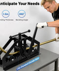 GQWQNIO TR-60 Steel Tube Roller Bender in use, demonstrating 1.5in thickness and 360° bending capability.