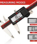 IP54 Grade Digital Caliper 6 Inch 150mm with Inch, Metric, and Fraction Conversion, Stainless Steel, Big LCD Display showing measurements