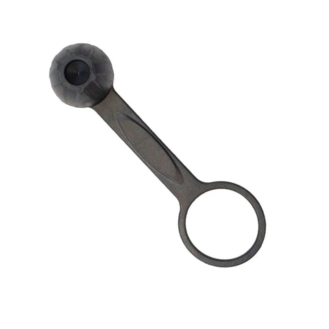 Top view of DIN Regulator First Stage Dust Cap made from durable EPDM rubber protects scuba gear from dust sand water and debris black
