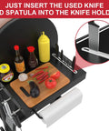 Grill Side Shelf Caddy For Pit Boss 700 And 820 Pellet Grills Easy Access Serving Tray With Paper Towels Holder And 3 Hooks