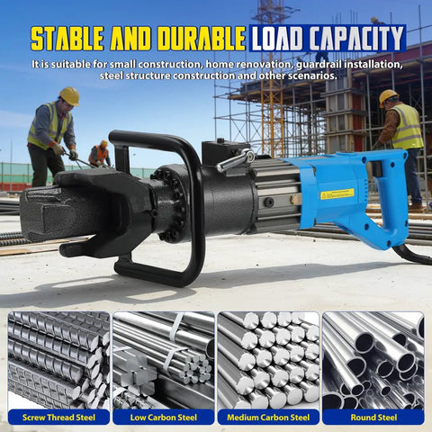 Heavy Duty Hydraulic Rebar Bender 110V 1400W Electric Bender Machine With Stepless Angle Adjustment For Construction and fabrication jobs bending steel rods.