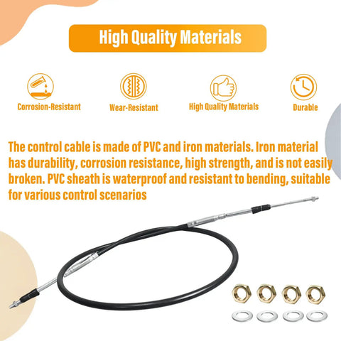 72 Inch Universal Control Cable For 5200 Series Mount, Beefed Up PTO Valve Dump Truck Replacement With Gasket And Nut
