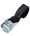 Heavy Duty 1 Inch Tie Down Straps, 2 Pack Adjustable Ratchet Straps With Cam Buckle, 1500 Lbs Capacity, black strap and buckle close-up