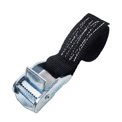 Heavy Duty 1 Inch Tie Down Straps, 2 Pack Adjustable Ratchet Straps With Cam Buckle, 1500 Lbs Capacity, black strap and buckle close-up