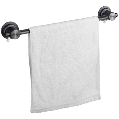 Oil Rubbed Bronze 24 Inch Suction Cup Towel Bar Removable Vacuum Towel Holder For Bathroom No Drill Door Mount Adhesive