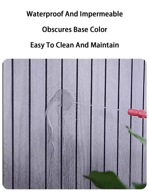 Peel And Stick Wood Panel Wallpaper Waterproof Self Adhesive Premium PVC Vinyl showing easy cleanup with water spray.