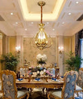 Modern Chandelier Ceiling Pendant Light Fixture For Dining Room Bedroom Porch And Garden With Chic Candle Design Elevates Your Space Game, copper design in elegant dining room.