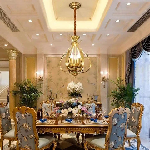Modern Chandelier Ceiling Pendant Light Fixture For Dining Room Bedroom Porch And Garden With Chic Candle Design Elevates Your Space Game, copper design in elegant dining room.