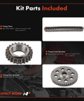 3 Piece Engine Timing Chain Kit With Sprocket For Jeep And Dodge Vehicles including chain and sprockets displayed