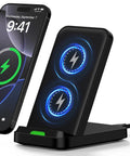 Wireless Charging Stand For 15W Fast Charging With Auto Output Galaxy S26 Ultra S25 S24 S23 S22 S21 And Motorola Edge 2025 G Stylus 5G G Power 2025 Desk Mount Pad For Everyday Use, showing phone charging