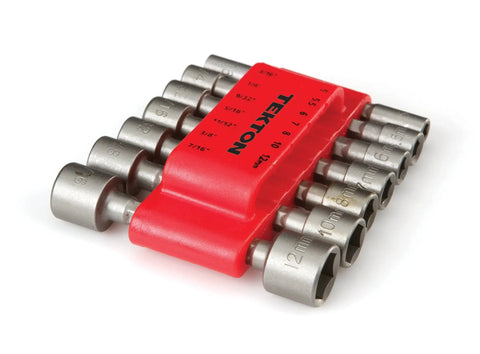 Quick Change Power Nut Driver Bit Set, 14-Piece Inch And Metric Hex Shank Bits With Storage Clip, Chrome Vanadium Steel