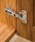 32 Hole Full Overlay Soft Close Cabinet Hinges For Kitchen Cabinets 35 Millimeter 3 Way Adjustable Clip On Plate Brushed Steel Gray Finish installed