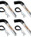 Heavy Duty Trailer Hitch Pins And Clips Four Pack, 5/8 Inch Diameter With Rubber Coated Black Grip, 3-1/2 Inch Usable Length